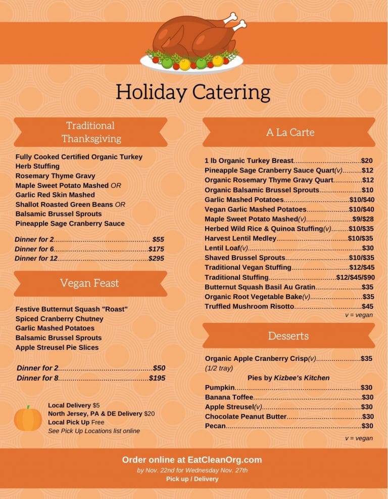 Thanksgiving Catering Menu Eat Clean Org